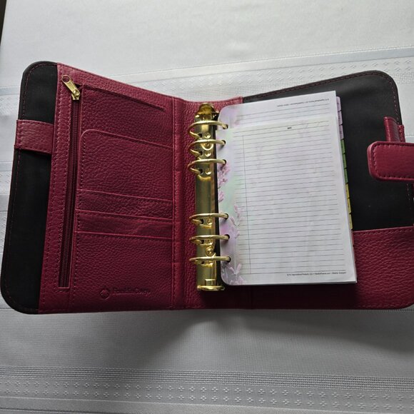 Franklin Covey Burgundy Rose Patterned Leather Day Planner 7 x 5 - Picture 3 of 8